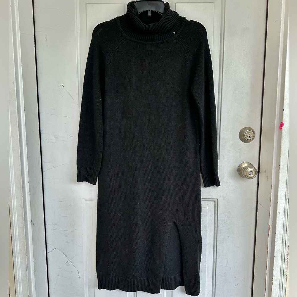 SHEIN MIDI Sweater Dress Turtleneck Black Knit Dress Size M